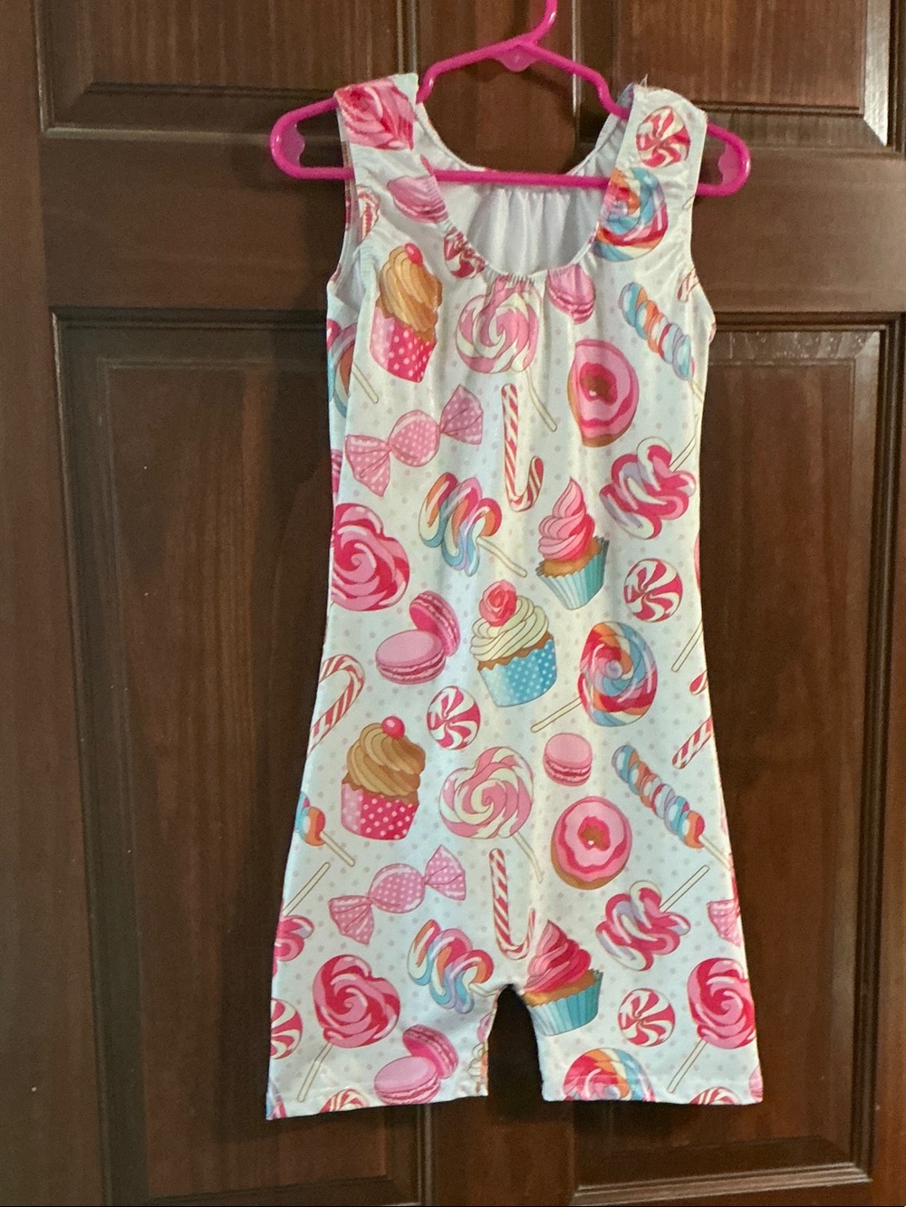 Girls' Pink Candy Print Gymnastics Leotard - Kids Bottoms